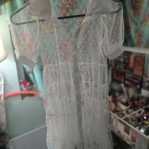 Sheer White Lace Over Shirt